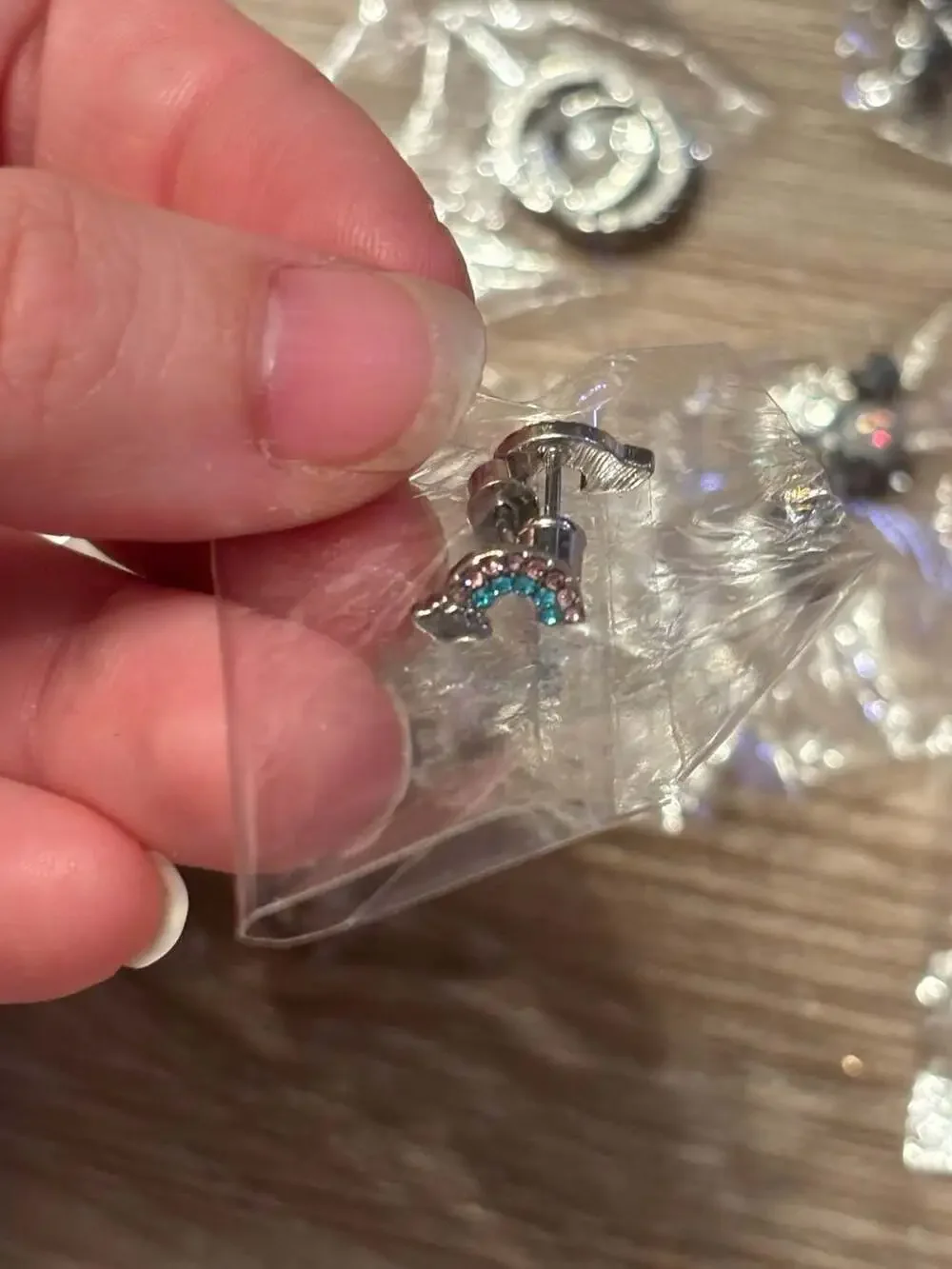 Piercing Jewelry body Earring Set Butterfly Star Rainbow Crystal Studs